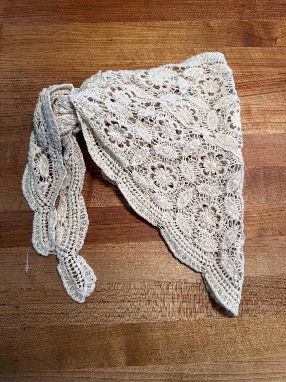 NWOT Crochet Head Scarf Bandana Ivory Lace